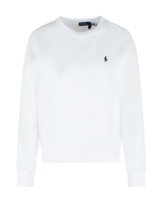 Polo Ralph Lauren White Logo Embroidered Crewneck Sweatshirt