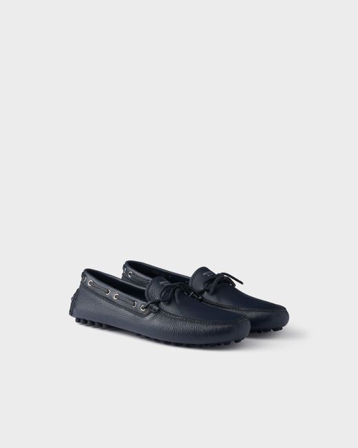 Prada Blue Leather Driving Shoe for men