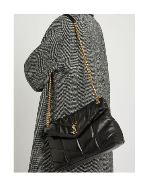 Saint Laurent Black Lou Puffer Medium Leather Shoulder Bag