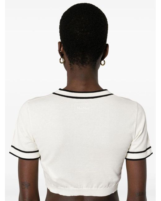 Max Mara White Uscio Crewneck Cropped Top