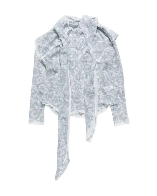Acne Blue Silk Paisley Blouse