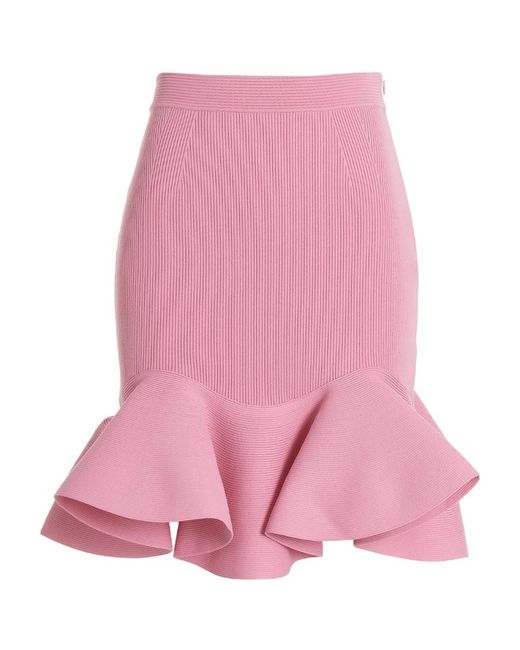 Alexander McQueen Pink Ruffle Detailed Skirt