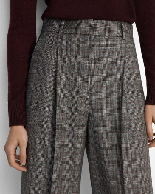 Theory Gray Checked Tailored Trousers