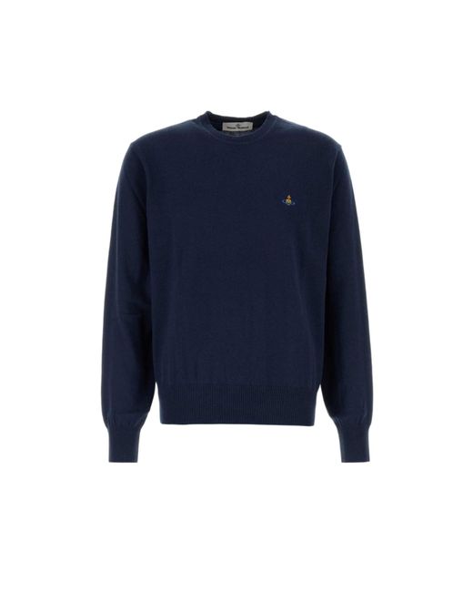 Vivienne Westwood Blue Alex Orb-Embellished Cotton-Cashmere Sweater for men