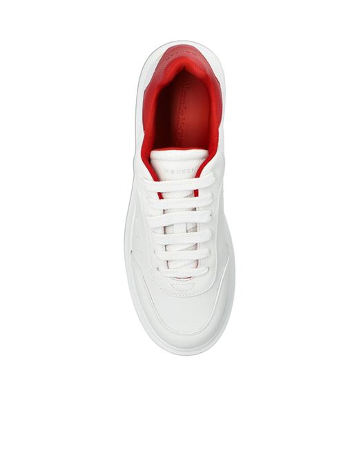 McQueen White Oversized Logo Embossed Sneakers for men