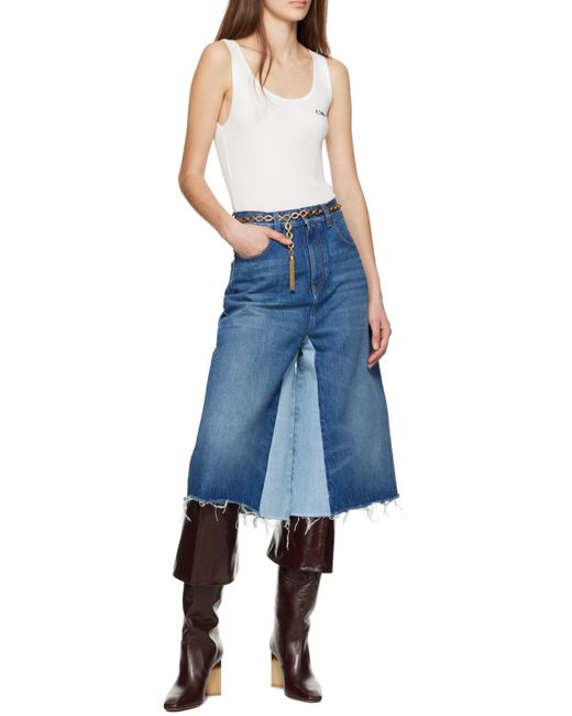 Chloé Blue Patchwork Denim Shorts