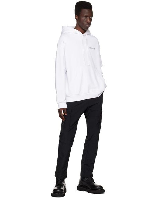 Marcelo Burlon White County Of Milan Tempera Cross Drawstring Hoodie for men