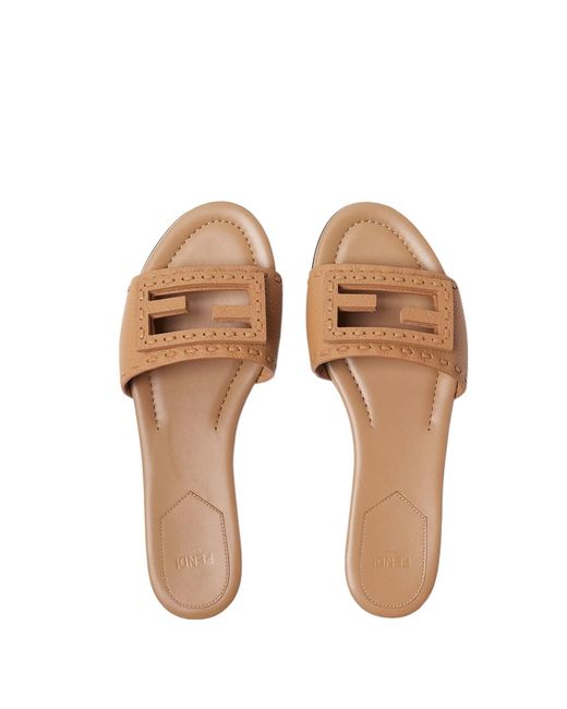 Fendi Brown Baguette Wide-Band Slides