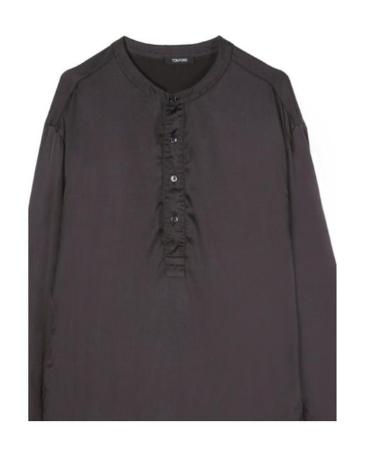 Tom Ford Gray Long-Sleeved Half Buttoned Pyjama Shirt for men