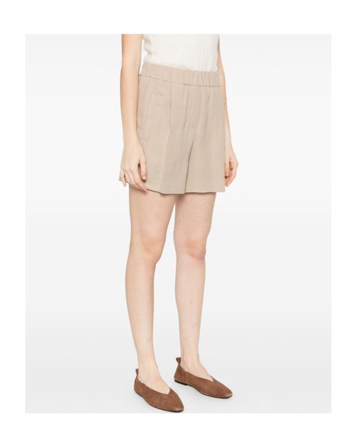 Brunello Cucinelli Natural Fluid Twill Baggy Shorts