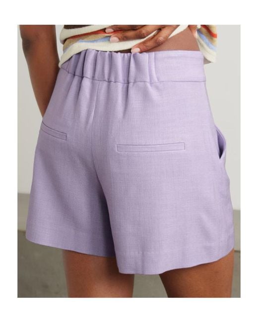 Veronica Beard Purple Elbe Pleated Shorts