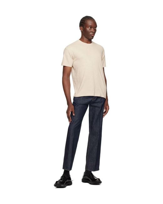Auralee Blue Seamless Round-Collar T-Shirt for men
