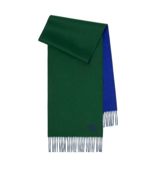 Burberry Green Ekd Embroidered Reversible Fringed Scarf for men