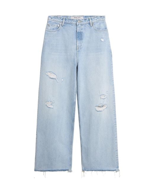 Golden Goose Deluxe Brand Blue Wide-Leg Distressed Jeans