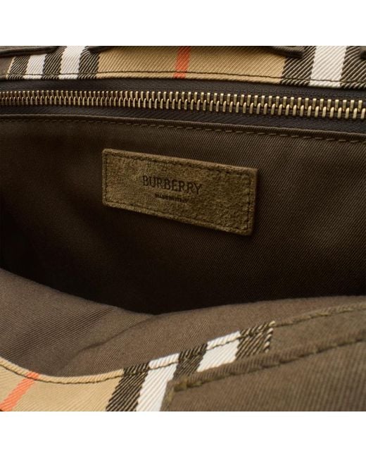 Burberry Green Checked Logo Patch Tote Bag for men