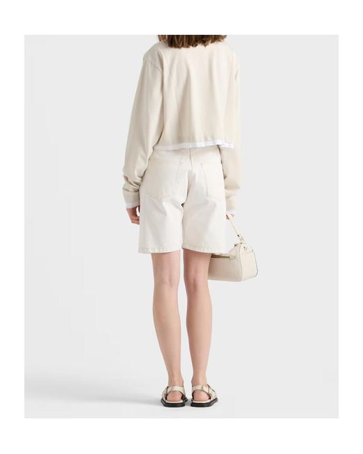 Prada White Old Denim Bermudas