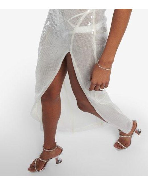 Nensi Dojaka White Bridal Sequined Gown