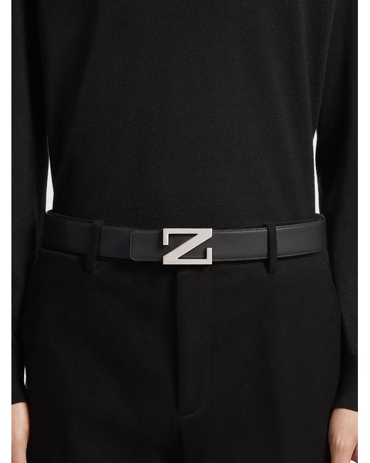 Zegna White Double-Sided Belt for men