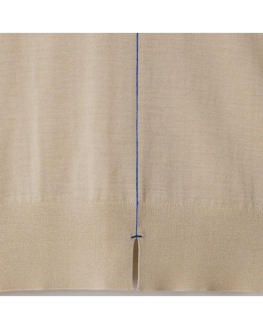 Burberry Natural V-Neck Wool Cardigan