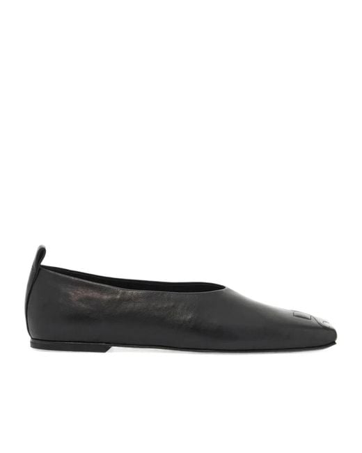 Courreges Black Logo-Detail Ballet Flats