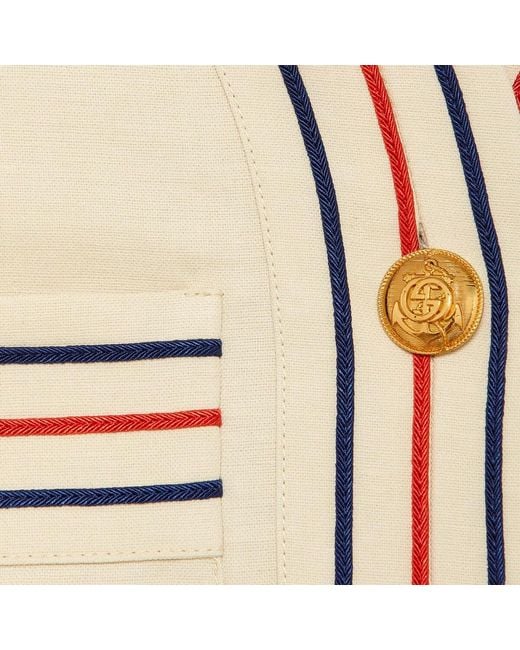 Gucci Natural Anchor Embroidered Patch Detail Gauze Shirt