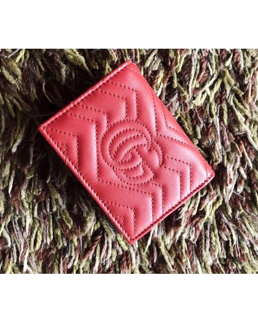 Gucci Red Gg Marmont Card Case