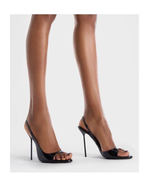 Paris Texas Black Slingback Open-Toe Pumps