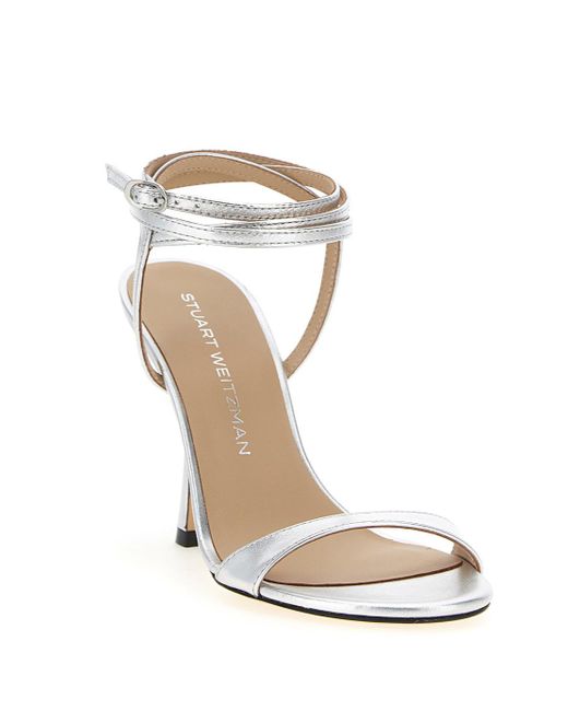 Stuart Weitzman Metallic Round Toe High Heel Sandals