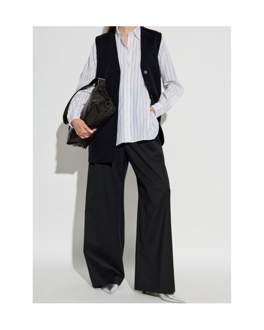 Officine Generale Black V-Neck Wool Vest