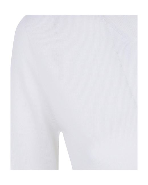 D.exterior White Crew-Neck Knit Sweater