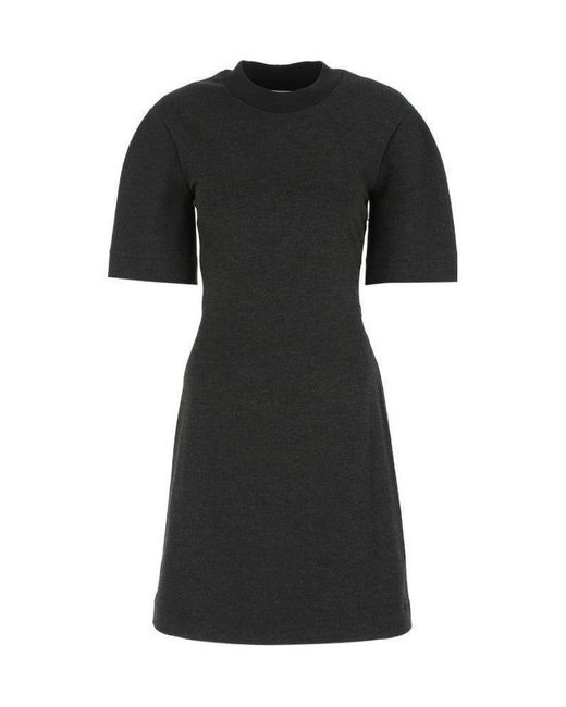 McQueen Black Rear Logo-Print Mini Dress