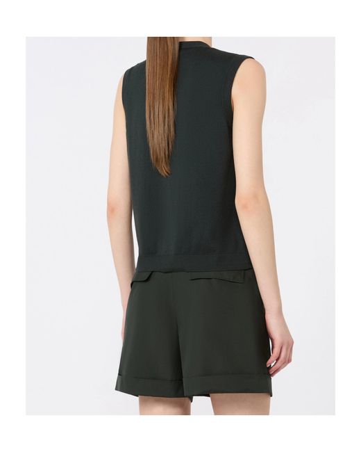 Max Mara Green V-Neck Button-Up Vest