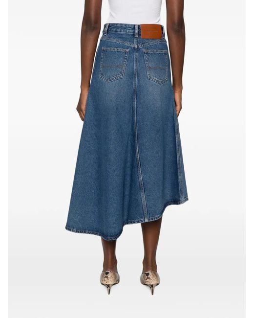 Victoria Beckham Blue Asymmetric Hem Skirt With A Slit