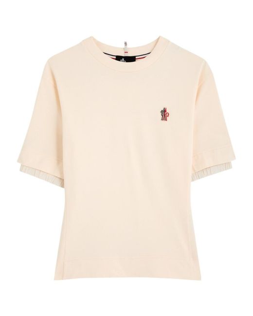 Moncler Natural Logo-Appliquéd Stretch-Cotton T-Shirt