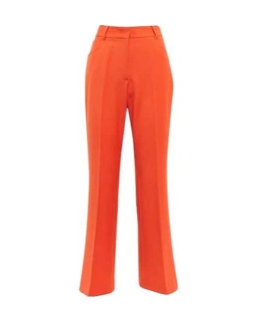 Stella McCartney Red High-Rise Pleated Pants