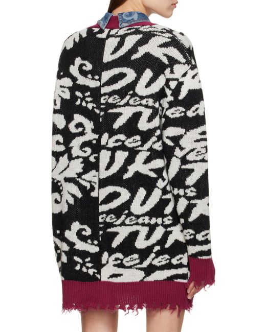 Versace Jeans Multicolor Couture Distressed V-Neck Cardigan
