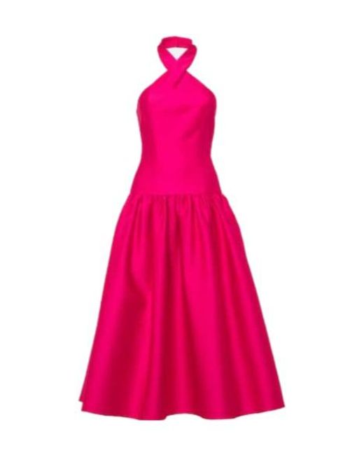 Roland Mouret Pink Halterneck Taffeta Midi Dress