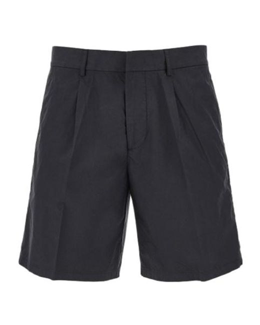 Emporio Armani Blue Pleated Bermuda Shorts for men
