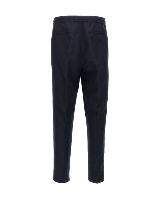 Brunello Cucinelli Blue Drawstring Straight-Leg Trousers for men