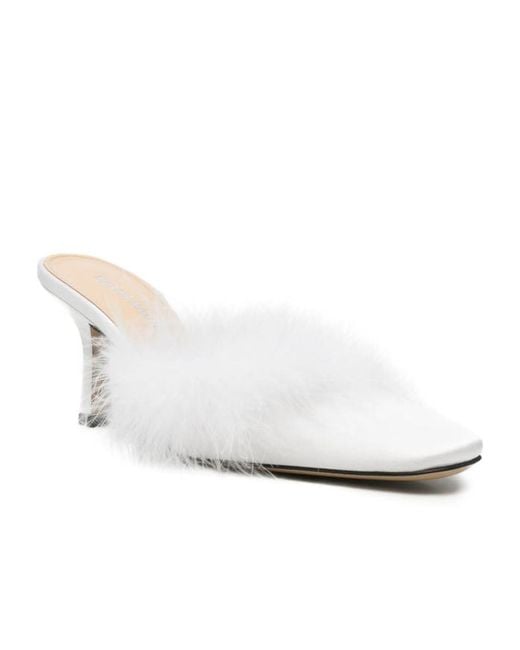 Mach & Mach White Slip-On High-Heeled Mules