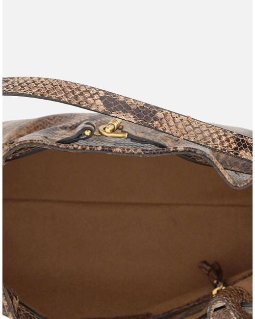 Gianni Chiarini Brown Mimi Python-Effect Leather Shoulder Bag