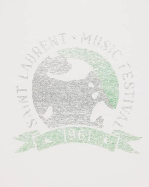Saint Laurent White Music Festival Crewneck T-Shirt