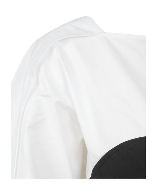 Jonathan Simkhai White Panelled Sweetheart-Neck Top