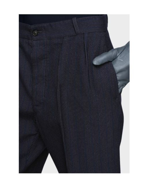 Maison Margiela Blue Pinstripe Wool Trousers