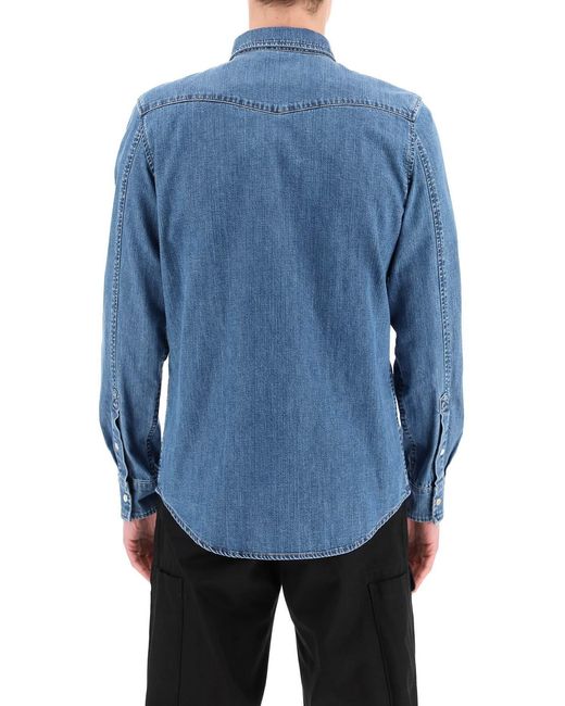 McQueen Blue Logo Detailed Denim Shirt for men