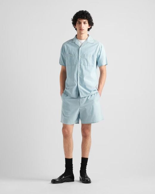 Prada Blue Elasticated Waistband Bermuda Shorts for men