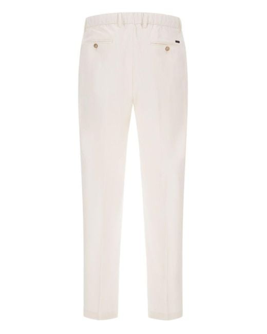 Herno White Pleated Drawstring Trousers for men