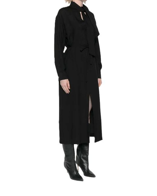 Barena Black Tie-Neck Long Sleeved Dress