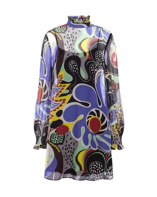 Moschino Blue Long-Sleeved Dress