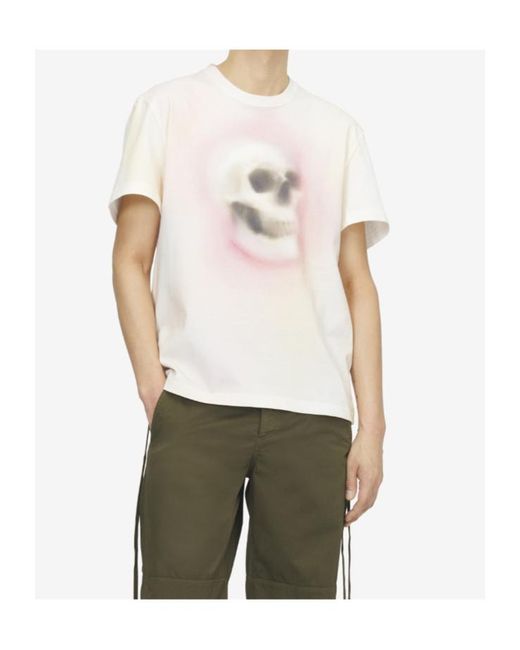 McQueen White Skull-Print T-Shirt for men